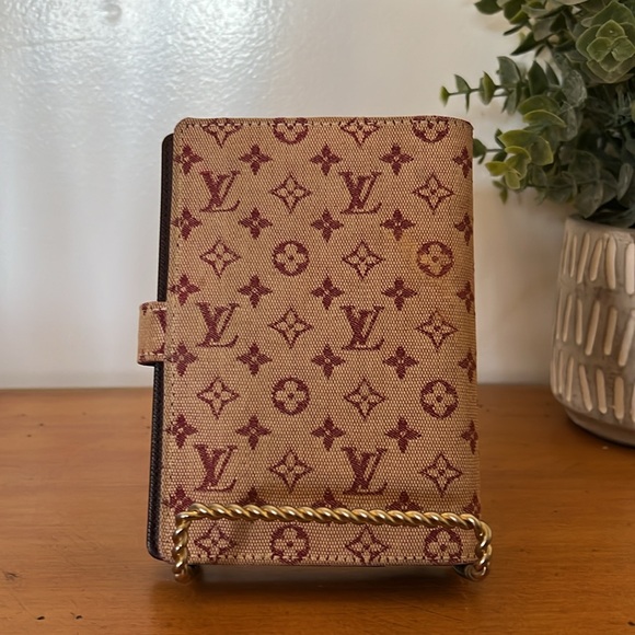 LV Small Mini Lin Red/Cherry Denim Day Planner - Picture 2 of 13